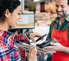 Customer pays with phone at store